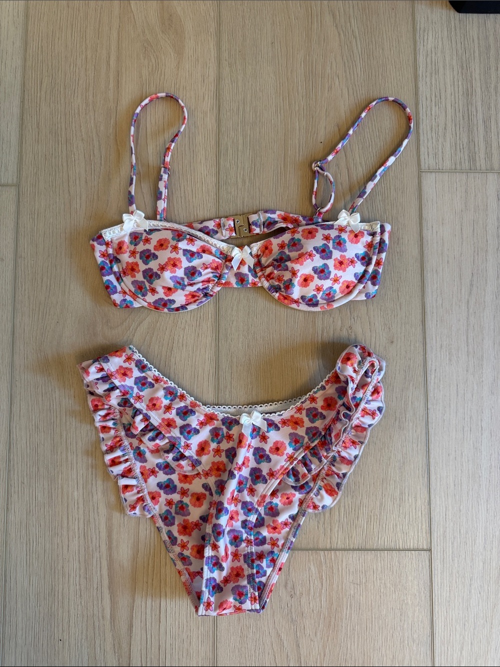 Strawberry Milk Mob Floral Bikini Set - Red, Pink, Purple
